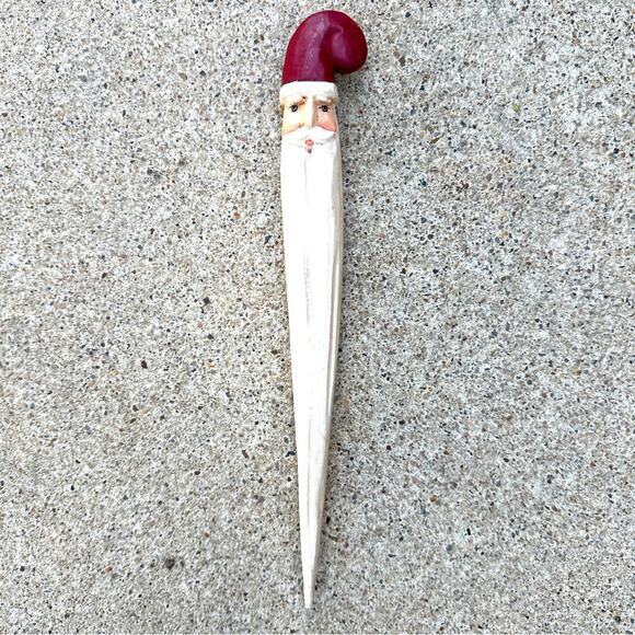 Other - Hand carved and painted skinny Santa 10"